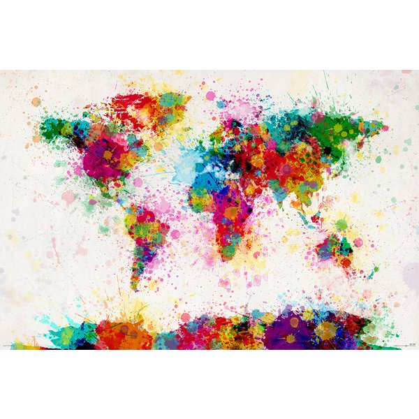 Poster de la carte du monde peint. 