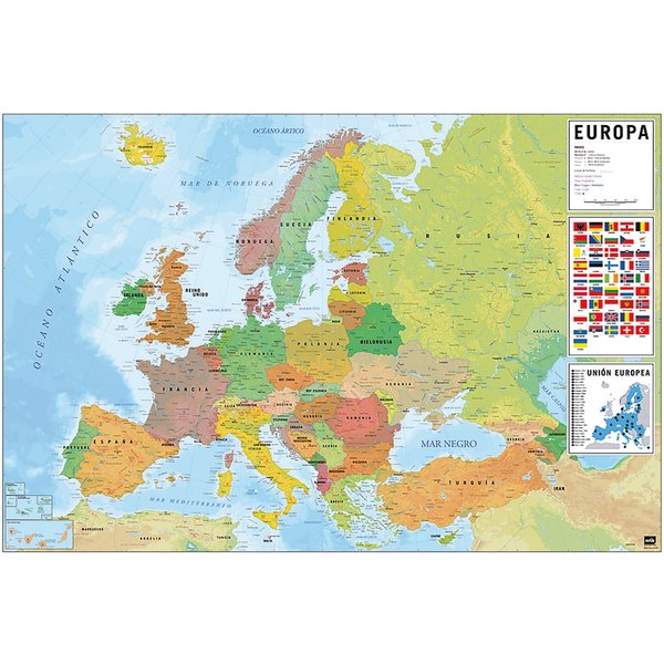 Carte d'Europe avec drapeaux -