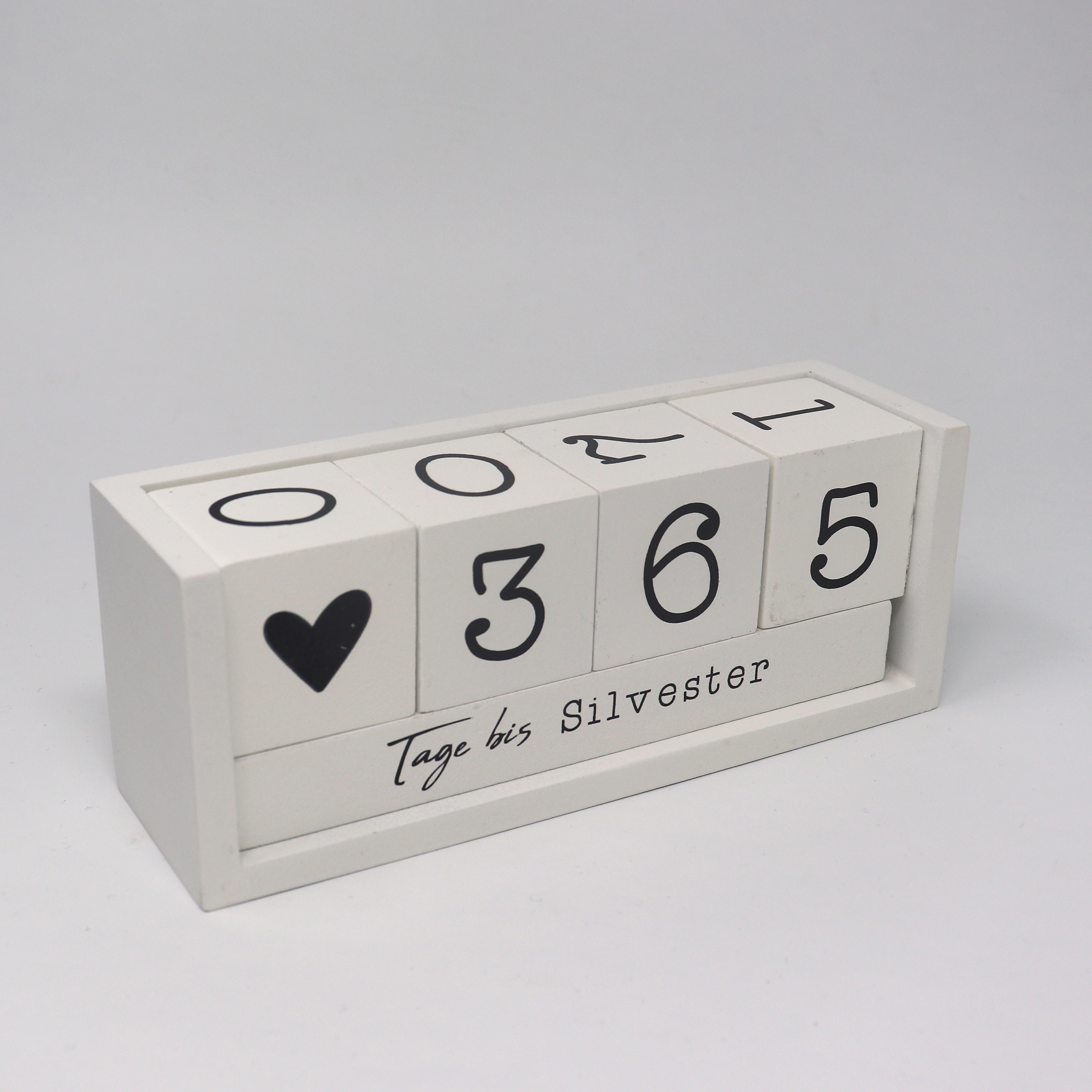 Calendrier de compte à rebours annuel cube en bois avec barre à