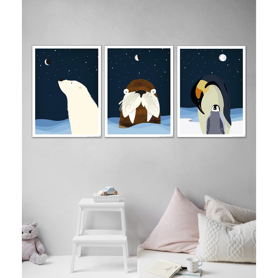 Set de 3 Posters  Chambre  des enfants  Arctique 30 x 40 cm