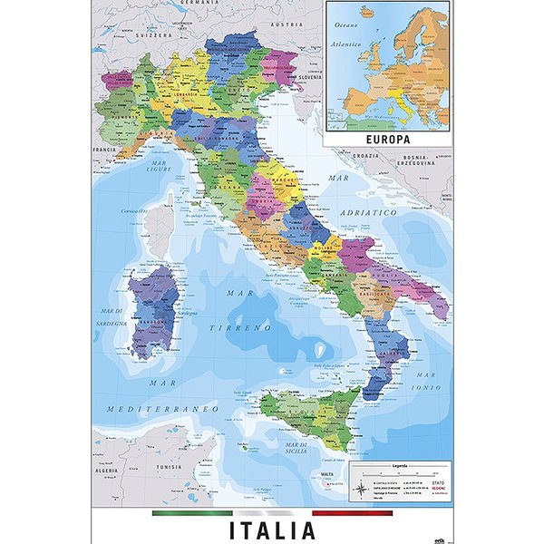 Poster Carte d'Italie 