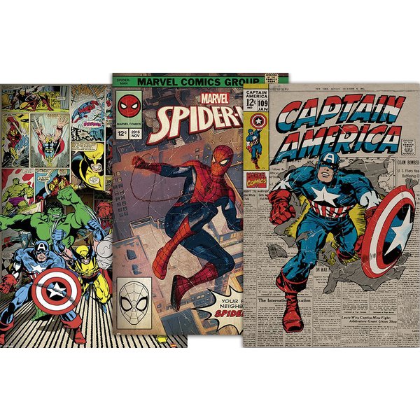 Set de 3 Posters Marvel - Rétro
