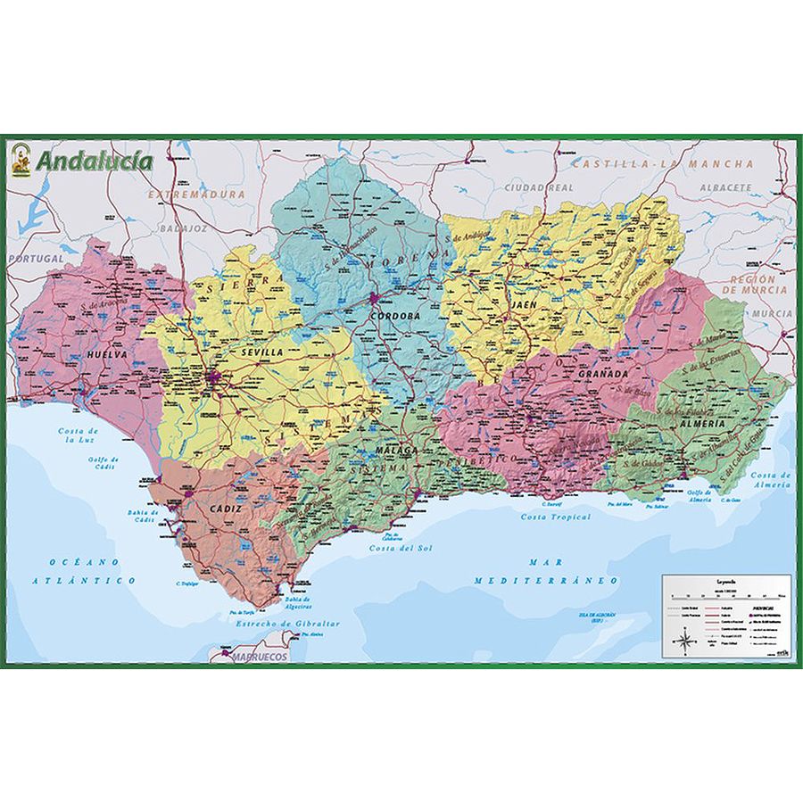 Poster Carte de l'Andalousie Mapa De Andalucia, sur Close Up