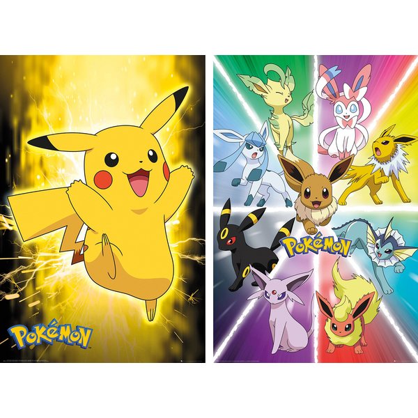 Set de 2 Posters Pokémon - Pikachu / Personnages
