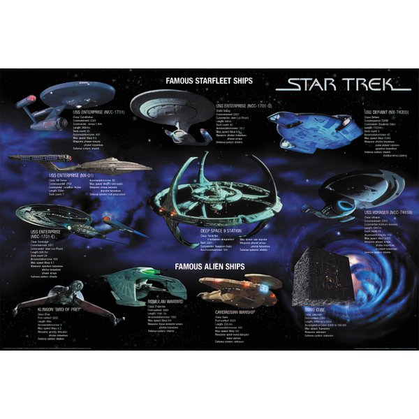 STAR TREK POSTER FAMOUS STARFLEET SHIPS, Affiche