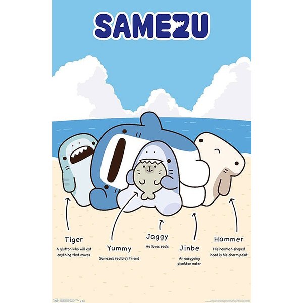 Poster Samezu Kawaii Shark - Group