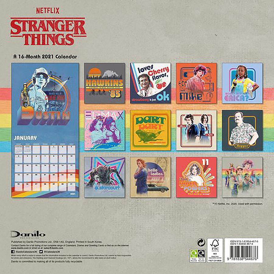 Calendrier 2021 - Stranger Things, en vente sur Close Up