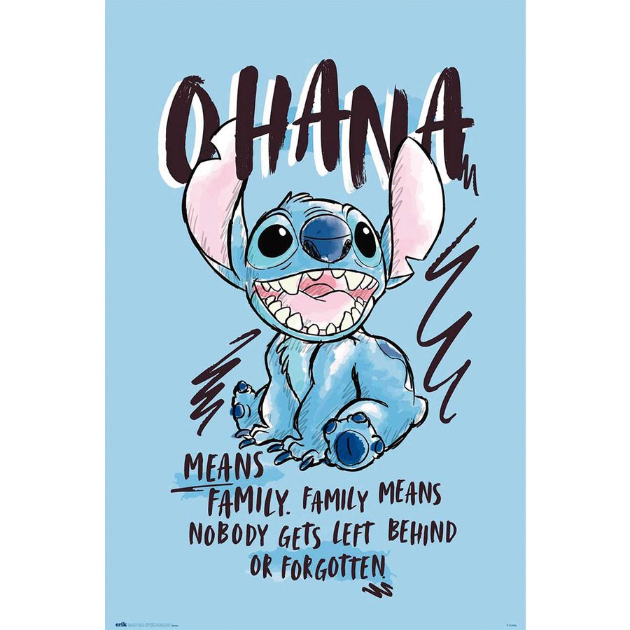 Poster Disney Stitch Ohana Means Family, en vente sur Close Up