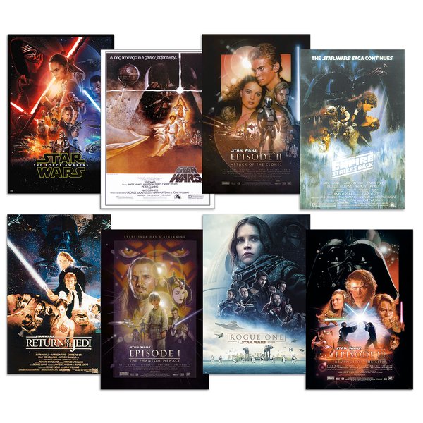 Set de 8 Posters Star Wars - Episode 1-7 + Rogue One Teaser [68,5 x 101,5 cm]