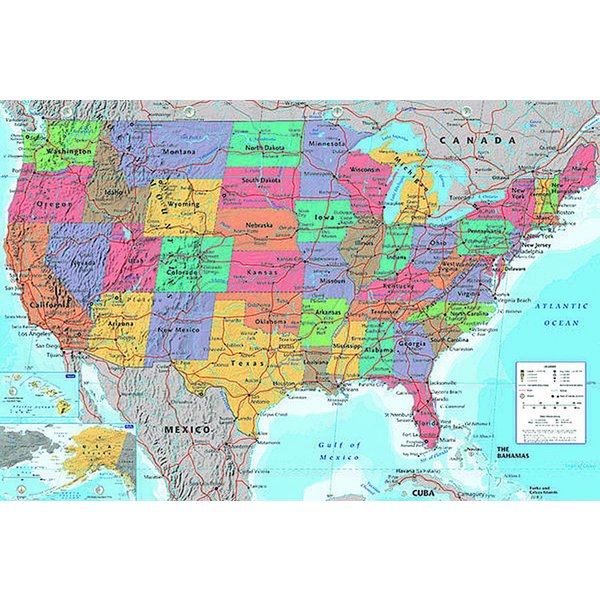 Poster carte des USA