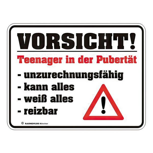 VORSICHT! TEENAGER IN DER PUBERTÄT, Plaque
