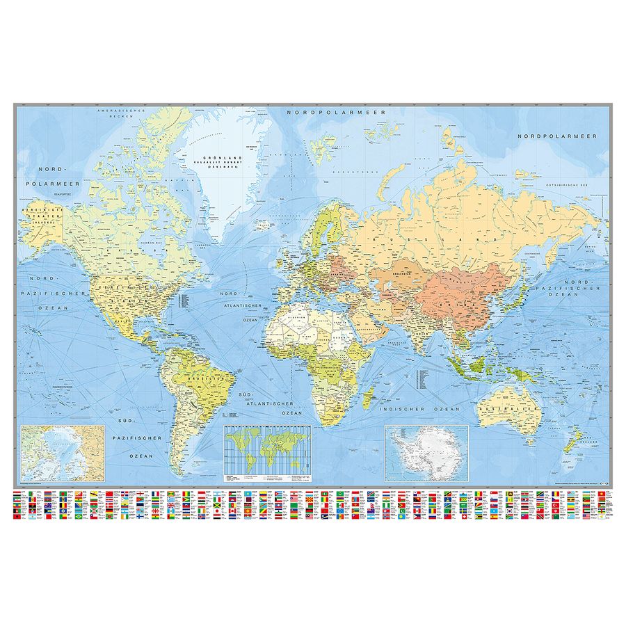 Grande carte du monde vintage XXL