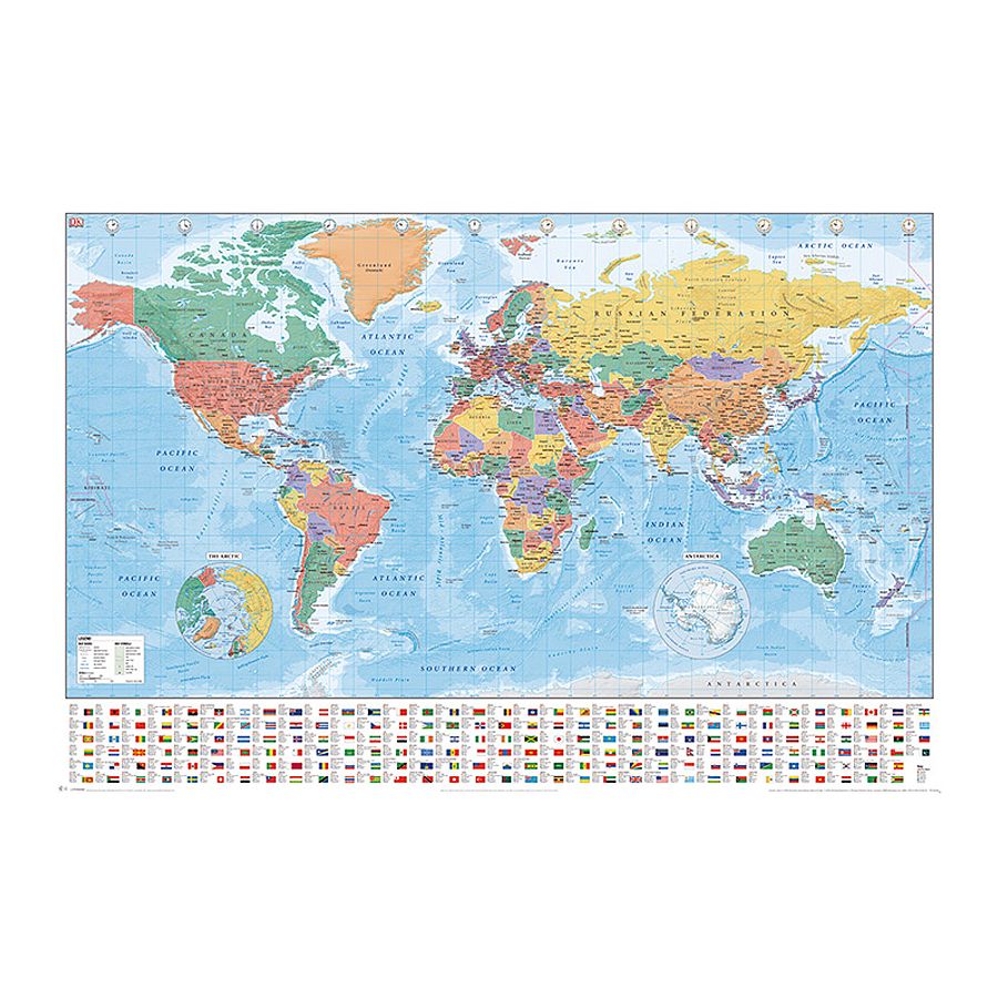Carte Du Monde Avec Les Drapeaux De Tous Les Pays