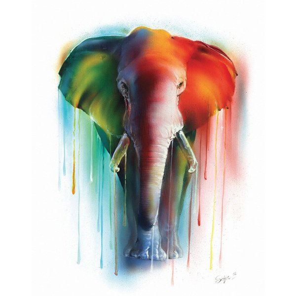 Mini-impression à l'aquarelle - Eléphant