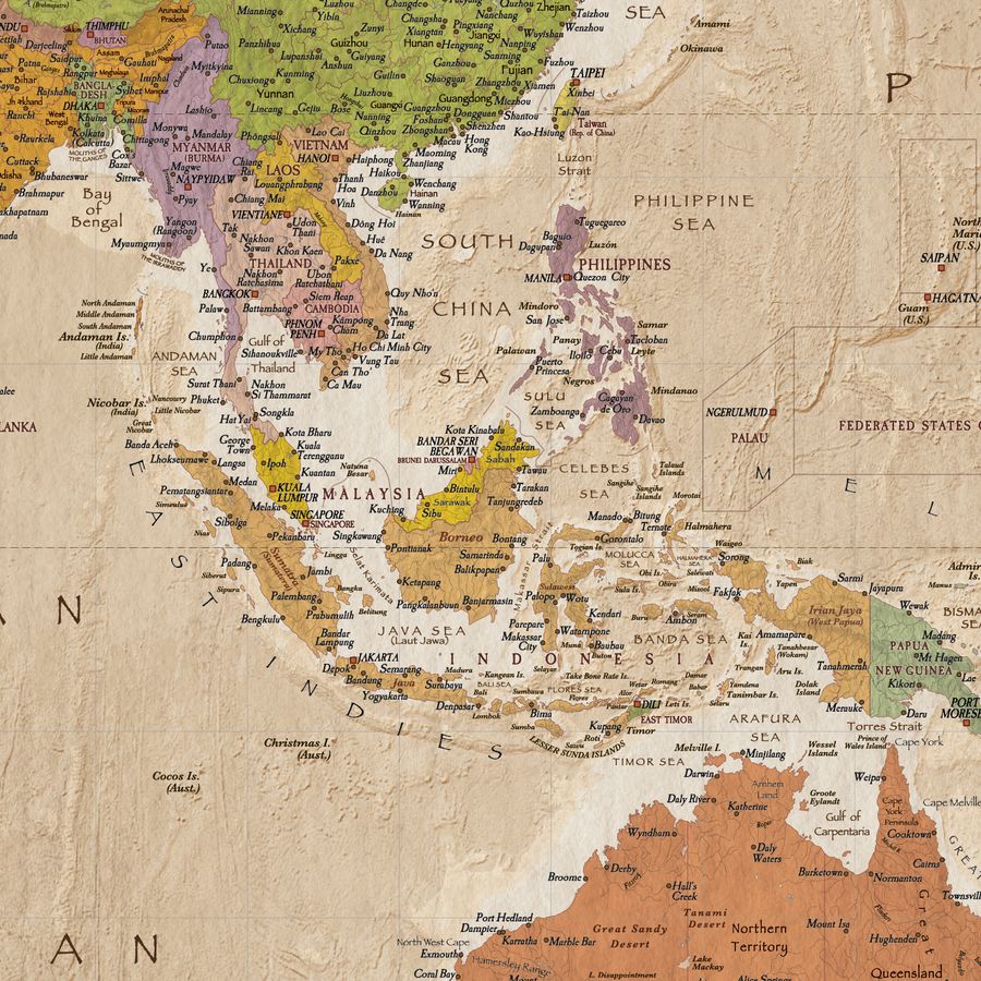 Poster XXL Carte du monde 2017 - Vintage MAPS IN MINUTES®