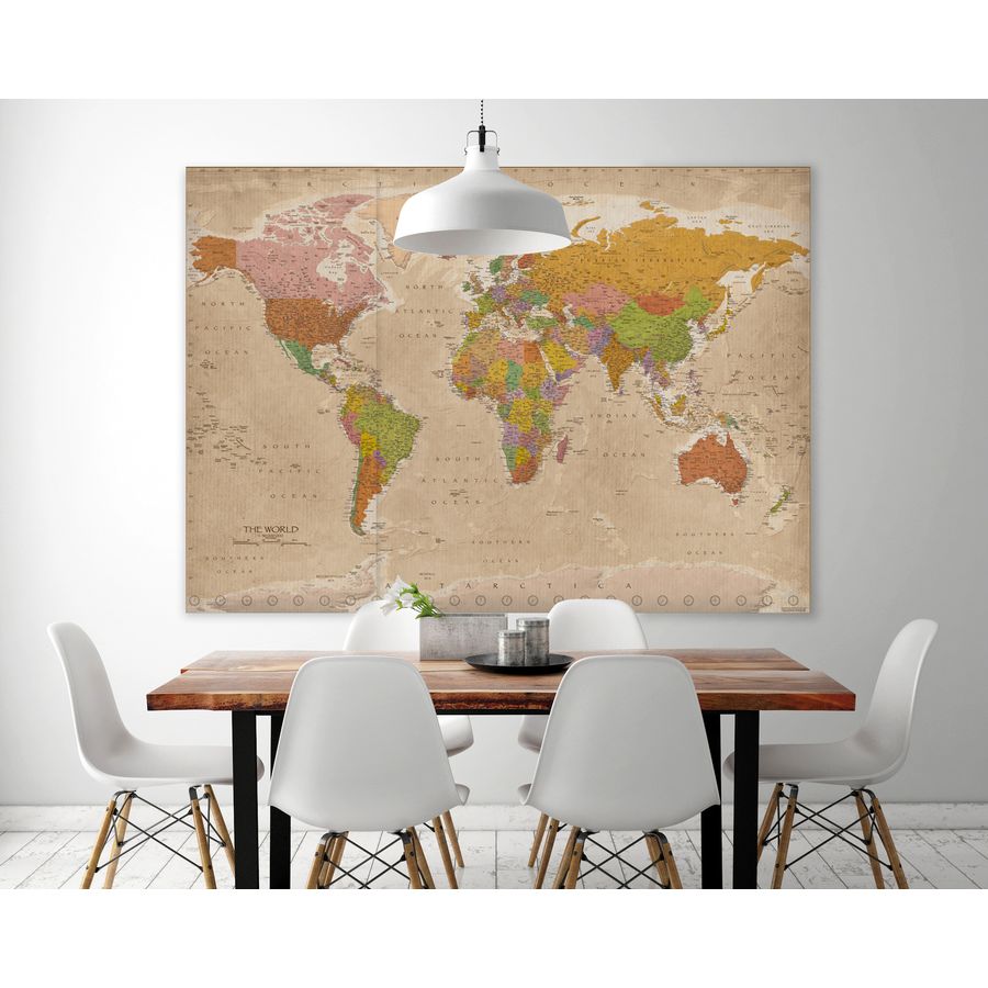 Poster XXL Carte du monde 2017 - Vintage MAPS IN MINUTES®