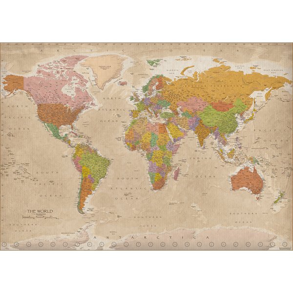 Papier peint carte du monde déco intissé ou adhésif à prix bas