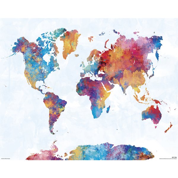 Impression d'art Carte du monde en aquarelles -