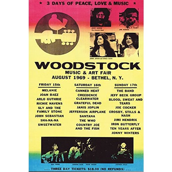 Poster Woodstock - Line Up