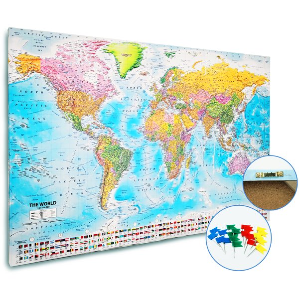 Carte du monde XL Tableau d'affichage 2018 - MAPS IN MINUTES™