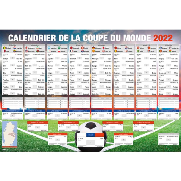 Calendrier de la Coupe du monde 2022 Football Qatar 